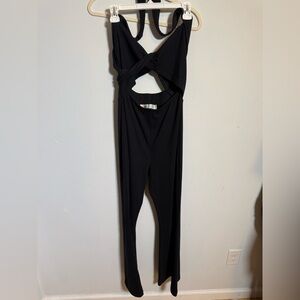 Free People Beach Black Cutout Jumpsuit Flare Pants Open Back Resort Night Out S